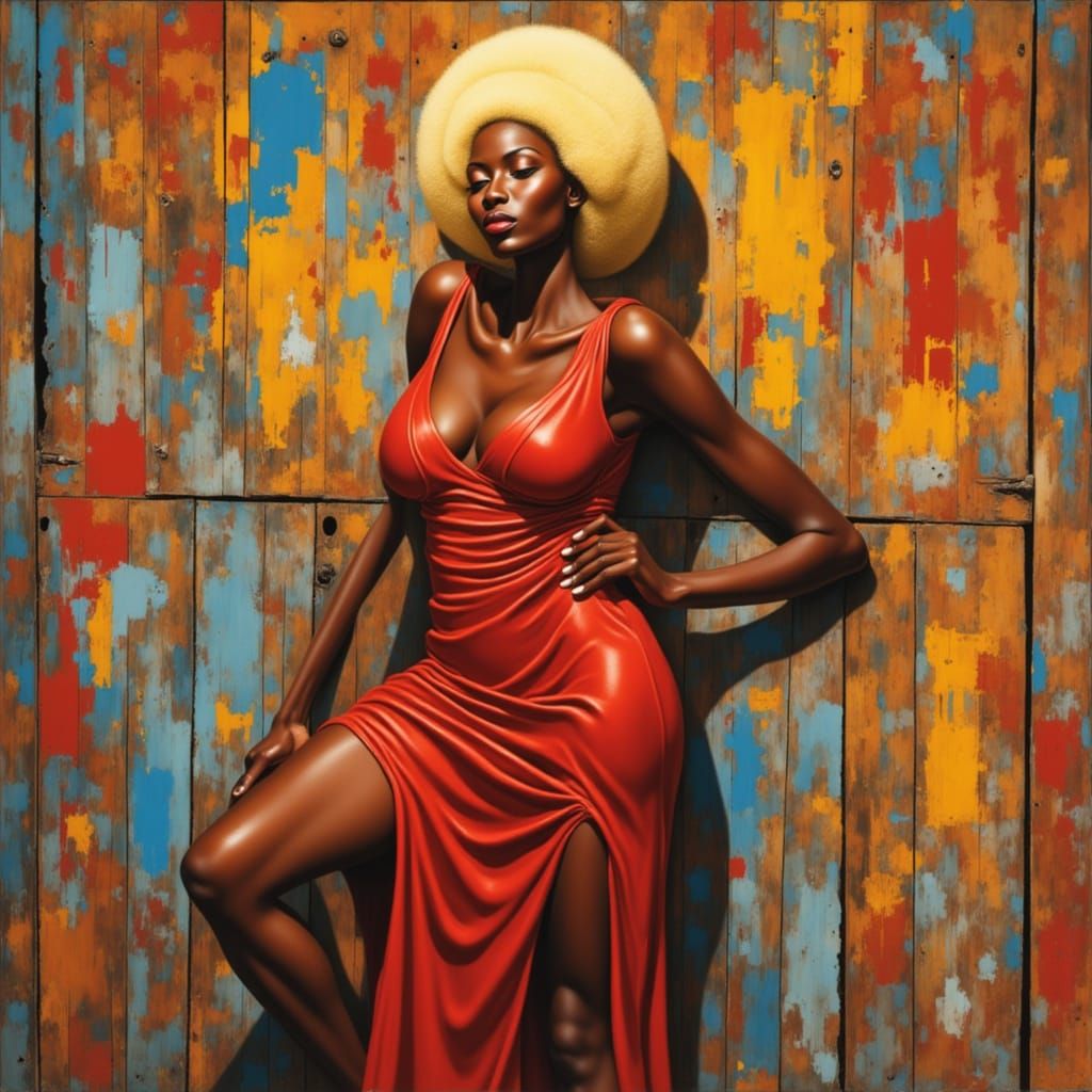 Black Woman with Blonde Perm in Dallas, Pin-Up Style