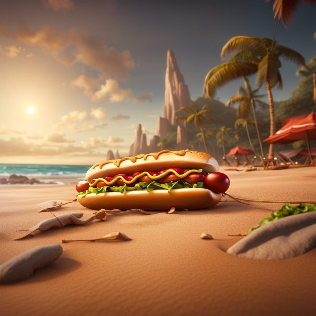 Hot Dog on Madagascar Beach: Detailed Matte Painting