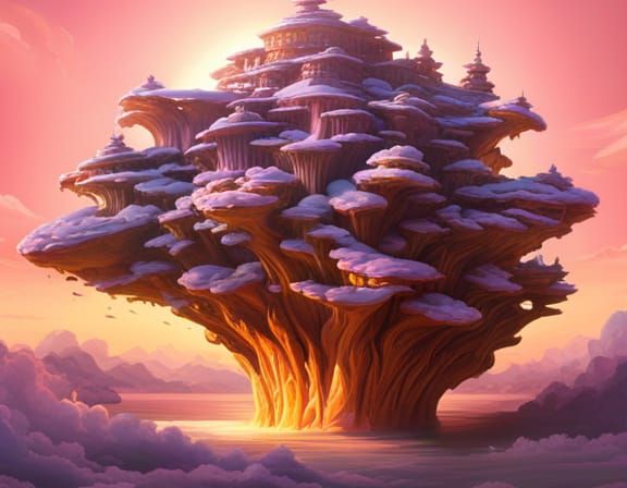 Iridescent Fractal 3D Sculpture in Liminal Space