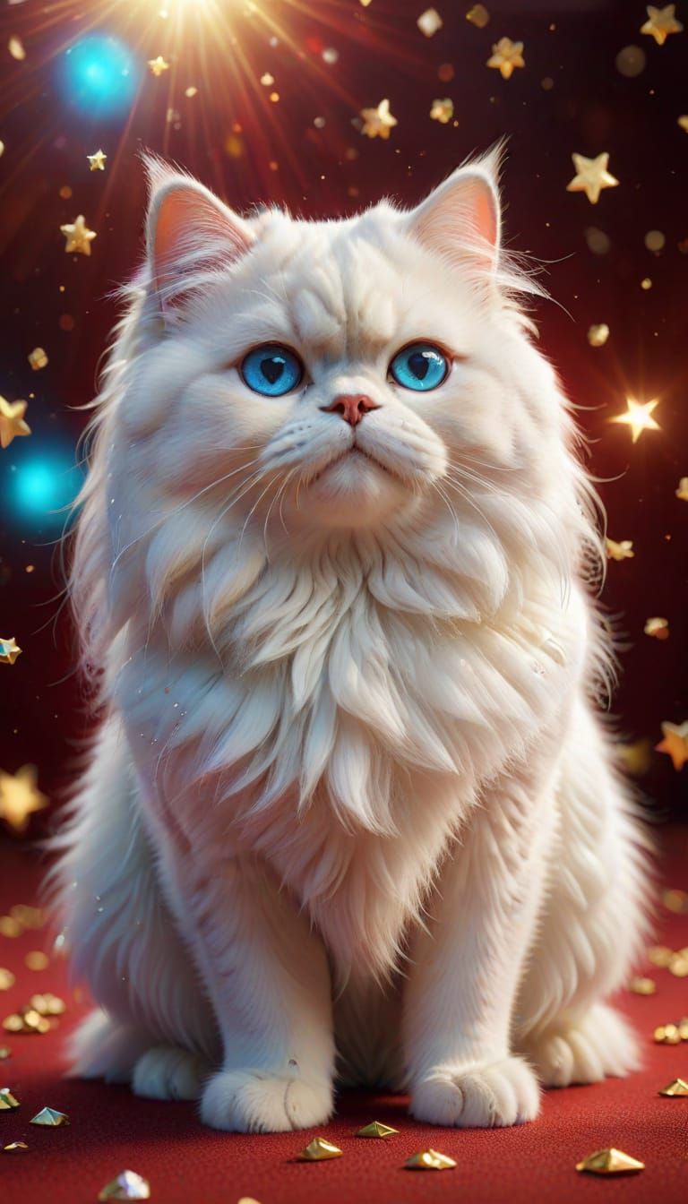 Luxurious 3D Digital Art of Persian Cat in Jewel-Toned Opule...