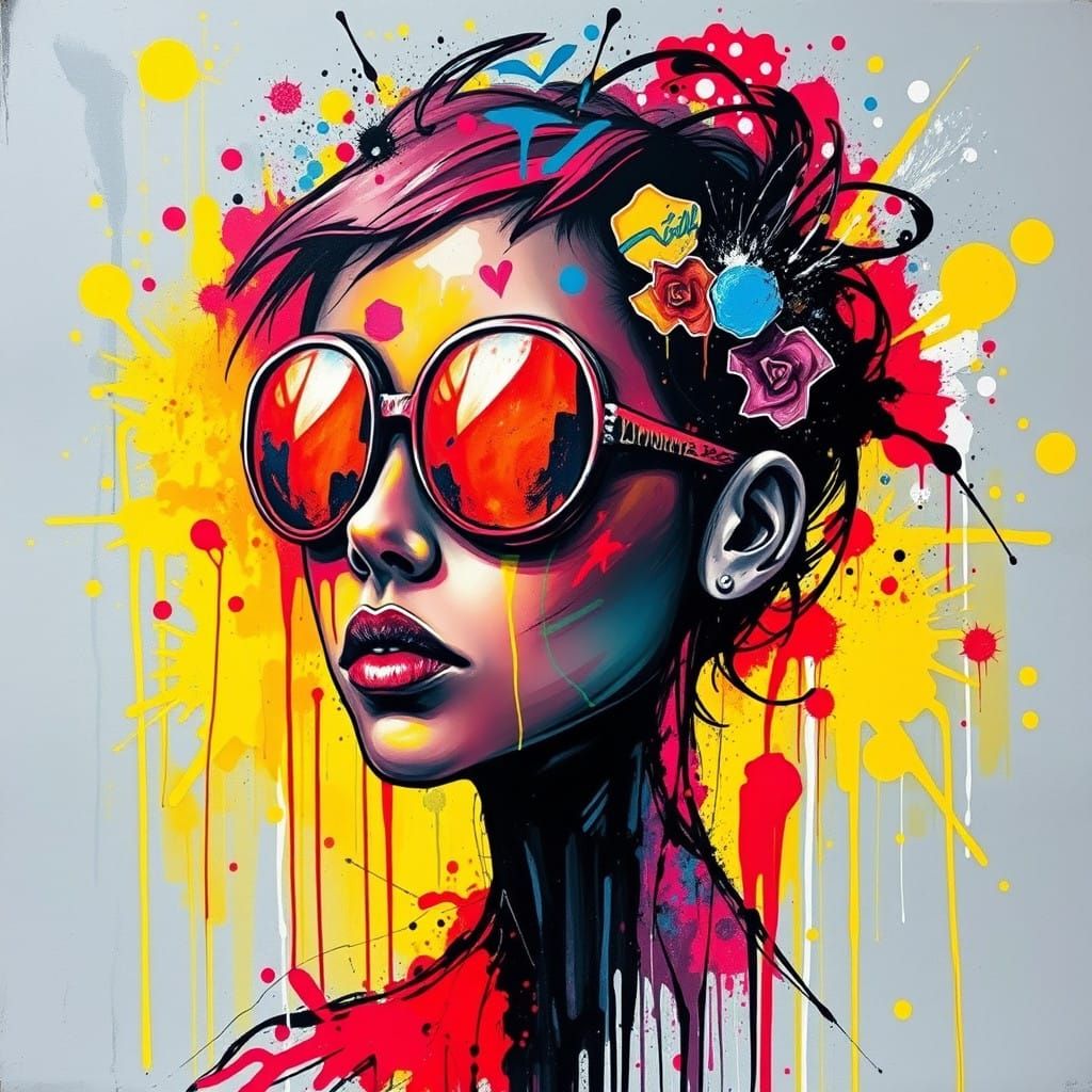 Vibrant Graffiti Girl Melts in Colorful Explosion