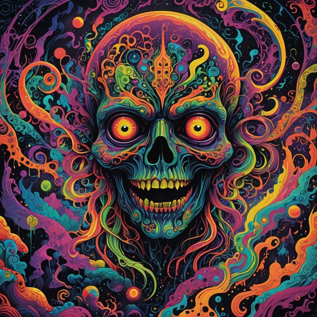 Psychedelic Album Art: Haunting Surreal Creature