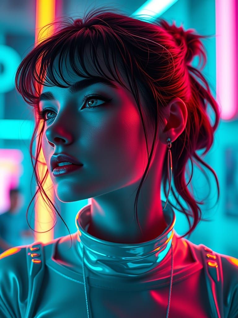 Neon Futurism in Hyper-Realistic Digital Art