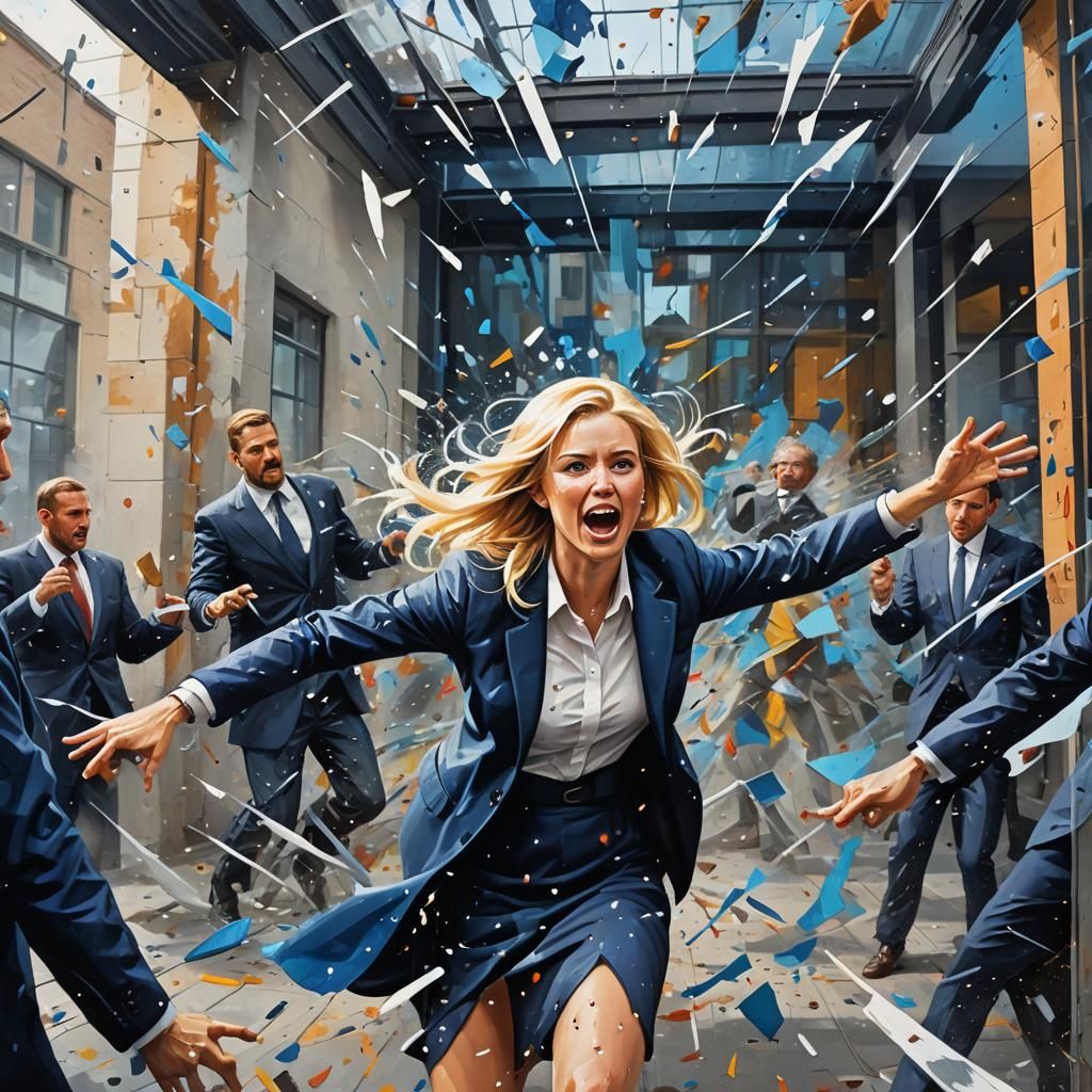 Blonde Woman's Graffiti-Style Window Crash