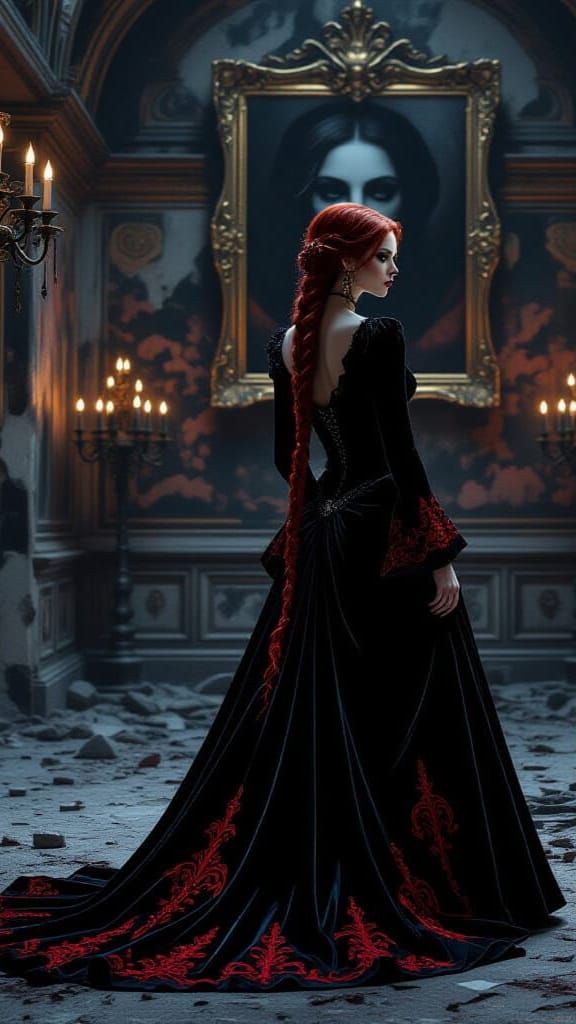 Lasombra Vampire in Decaying Ballroom, Baroque Noir