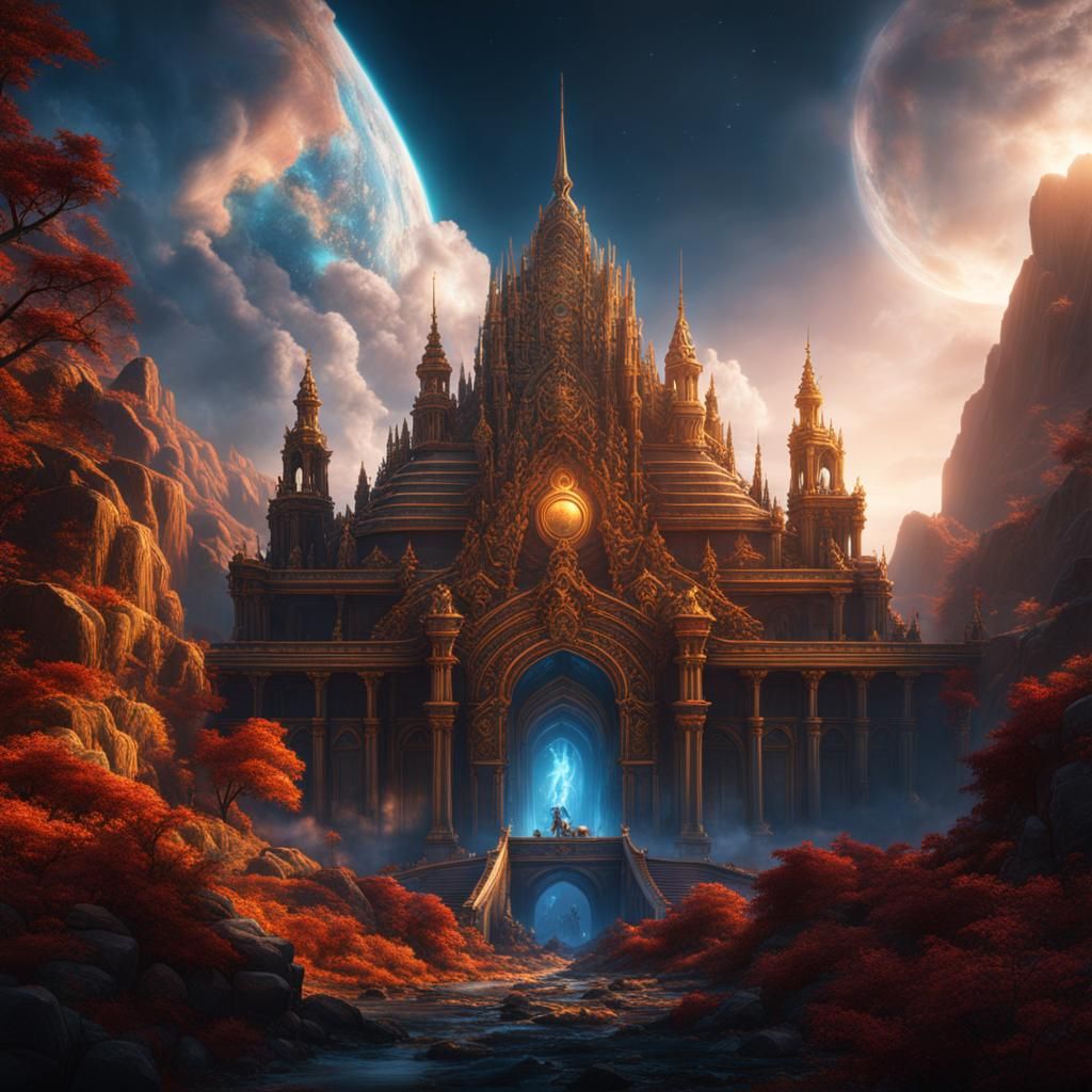 Detailed Matte Painting of a God in Heaven