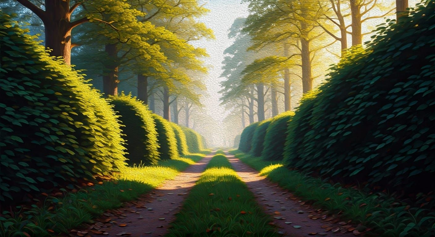 English Wood Clearing Oil Painting at Daybreak