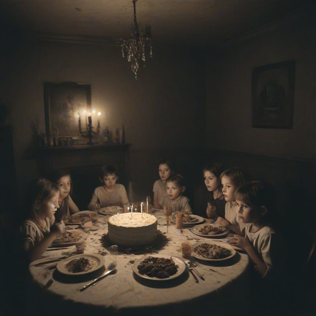 Unsettling Halloween Party in Vintage Photograph Style