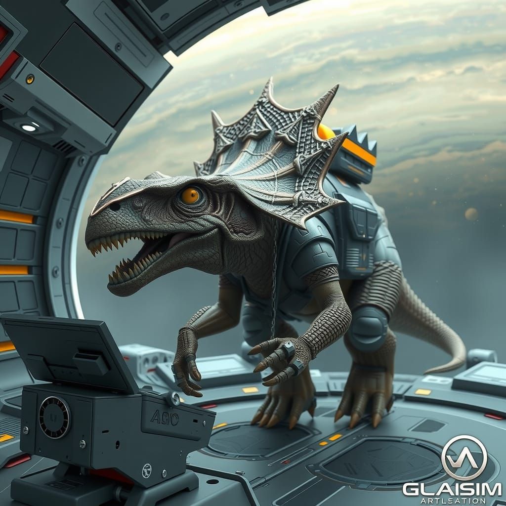 Triceratops Customs Officer at Jupiter Space Station