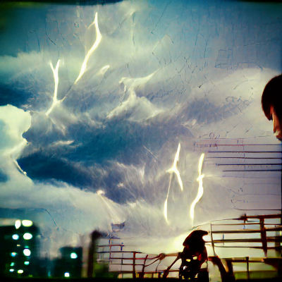 Dramatic Thunderstorm Over Dark Landscape