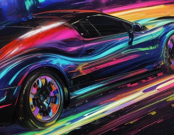 Iridescent Supercar in Japanese Grunge Style