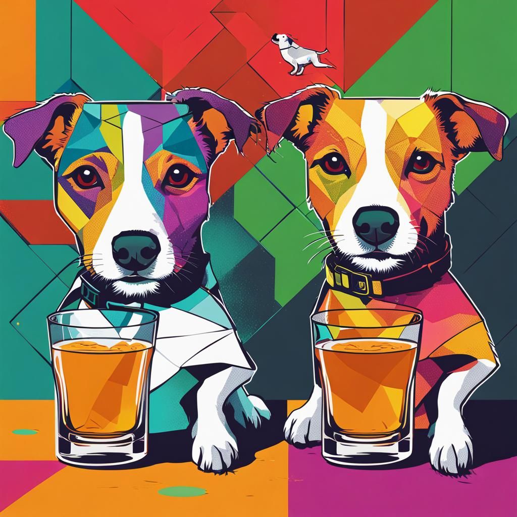 Jack Russell and Gremlin: Pop Art Whisky Drinkers