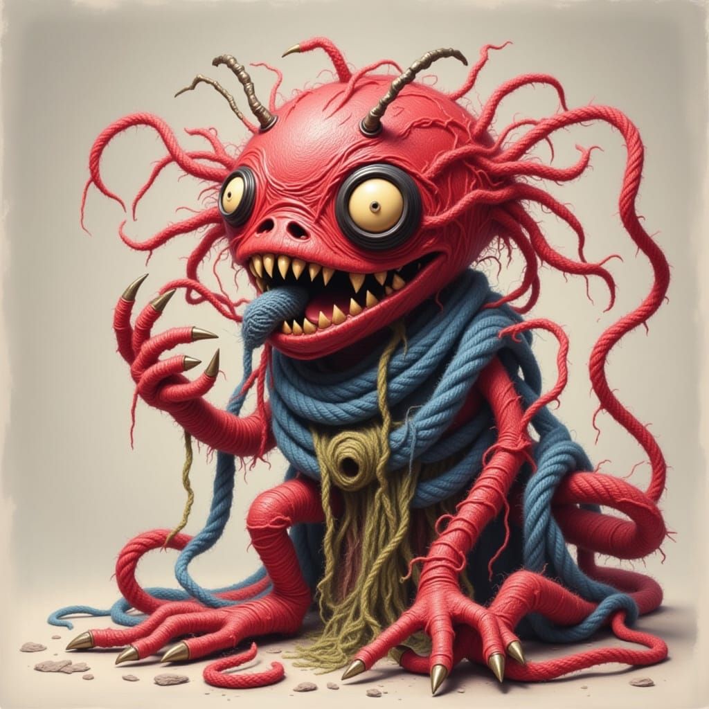 Yarn Monsters Wearing Crimson Crowns