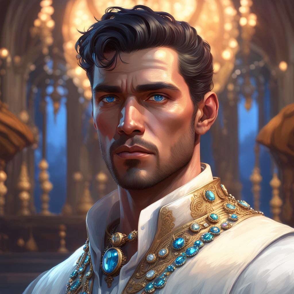 Handsome Man Portrait in Art Nouveau Style