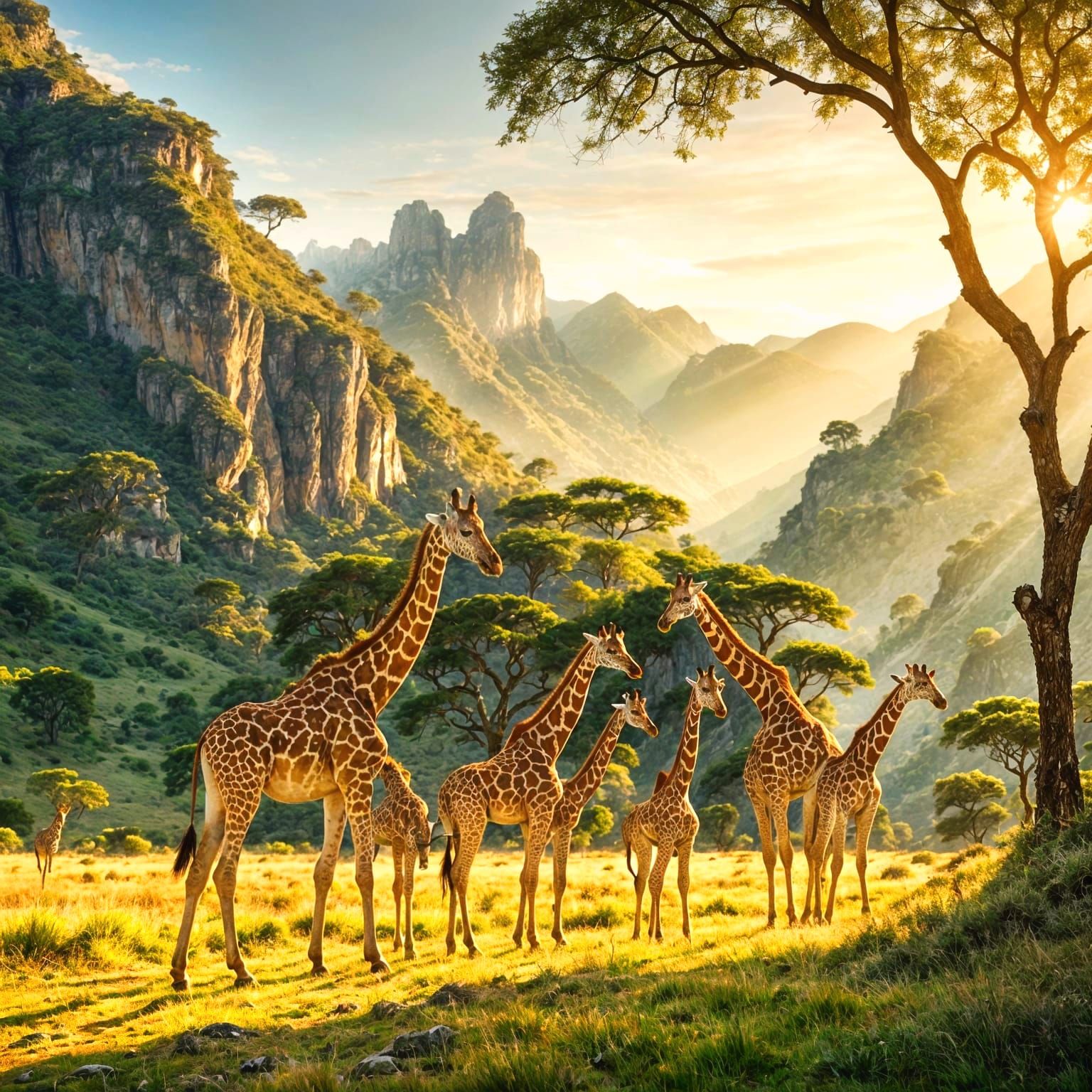 Spectacular Regal Giraffe Herds in a Himalayan Landscape