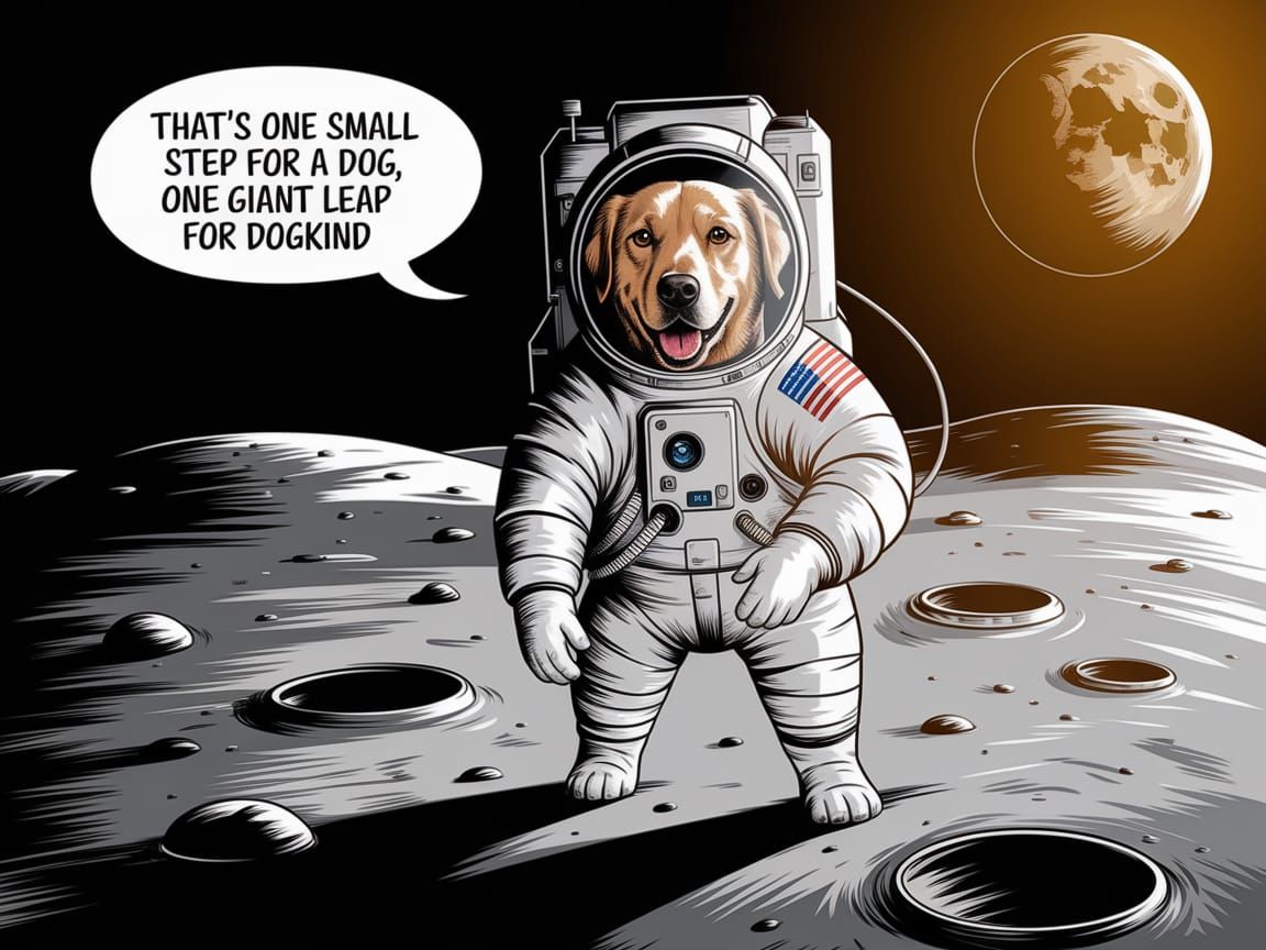 "That's one small step for a dog, one giant leap for dogkind...