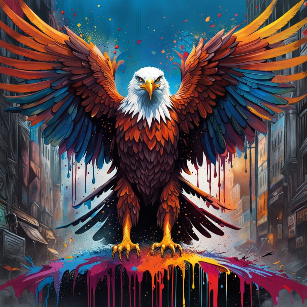 Majestic Eagle in Graffiti Art Style