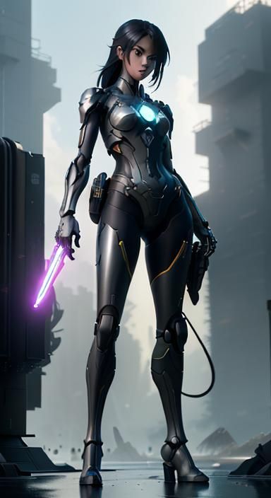 Nintendo Switch Girl in Anime Cyberpunk Style