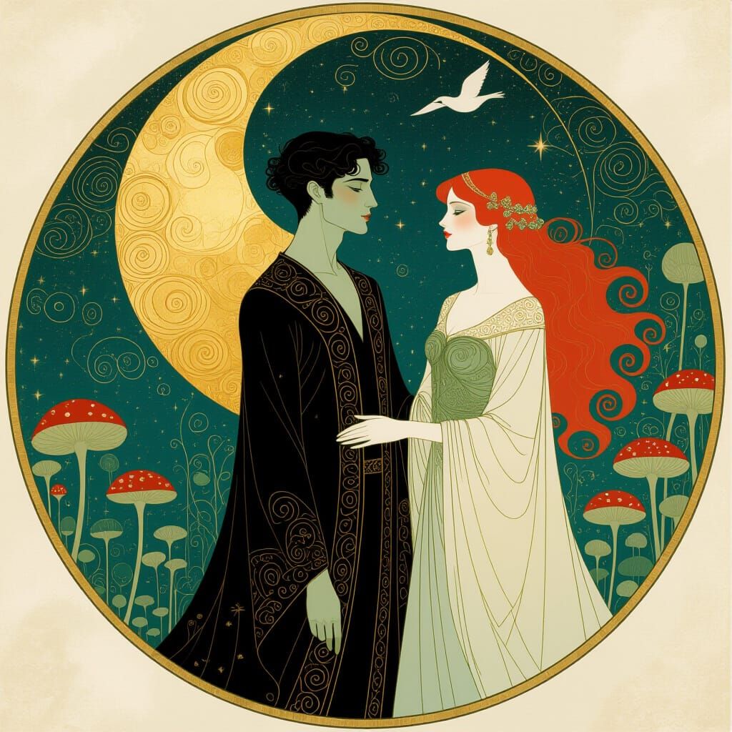 Ethereal Fairytale Artwork Inspired by Art Nouveau
