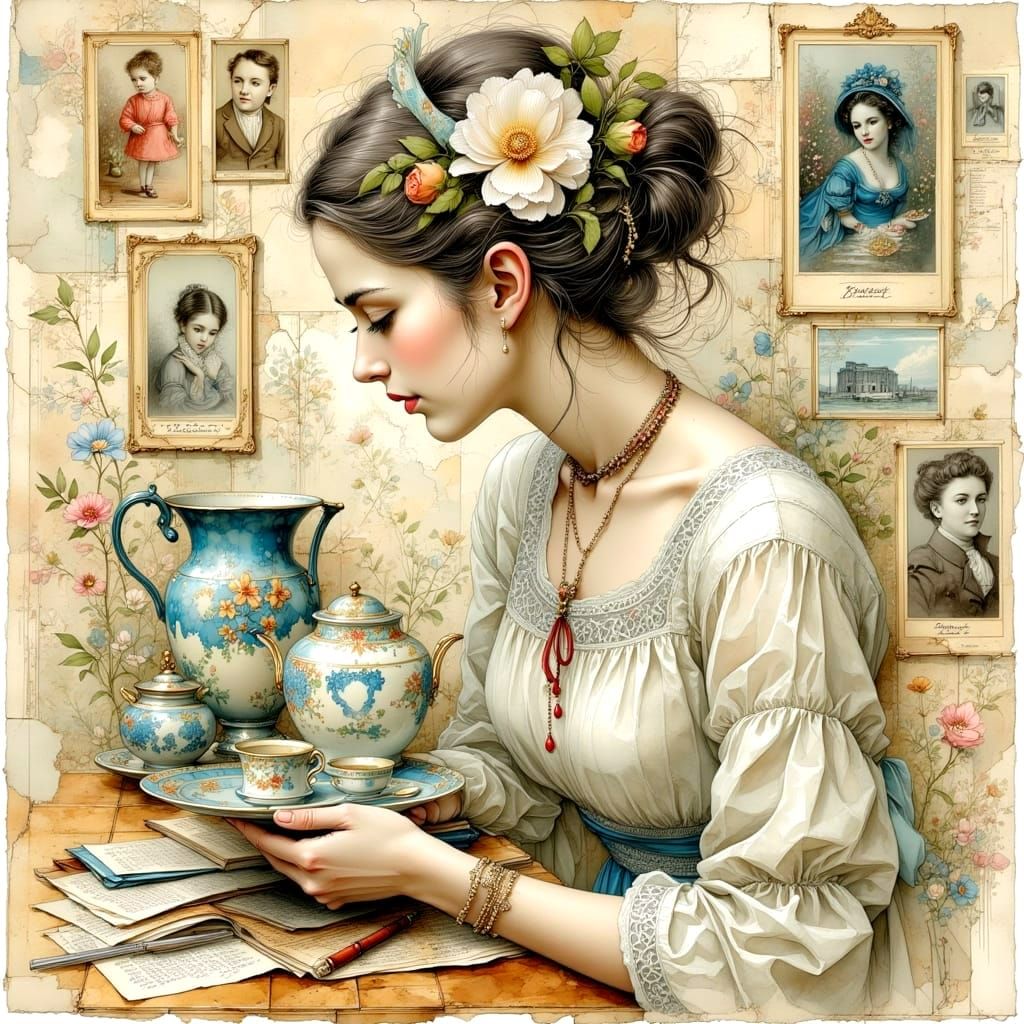 Nostalgic Souvenirs in Cozy Pastel Ink Style