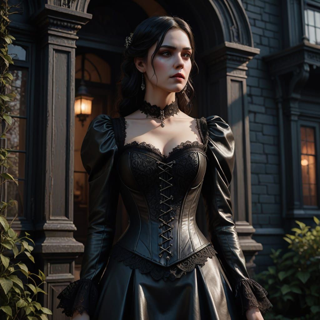 Gothic Beauty in Leather and Lace