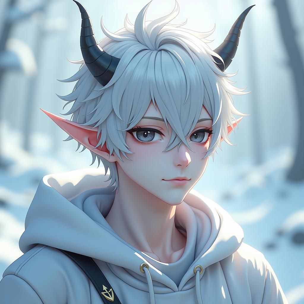 Icy Demon Portrait in Anime Style