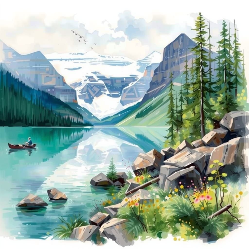 Serenity on a Mountain Lake: Impressionist Masterpiece