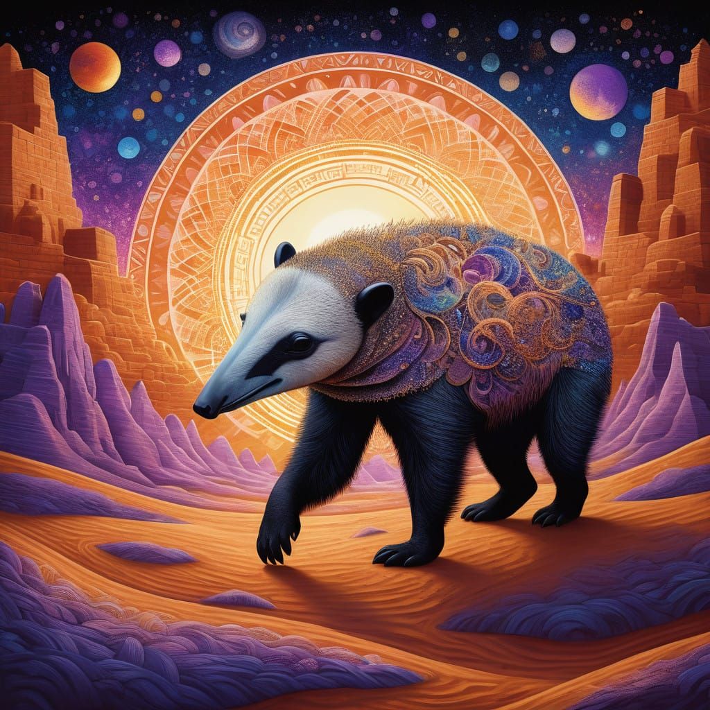 Whimsical Baby Anteater in Vibrant Afternoon Scene