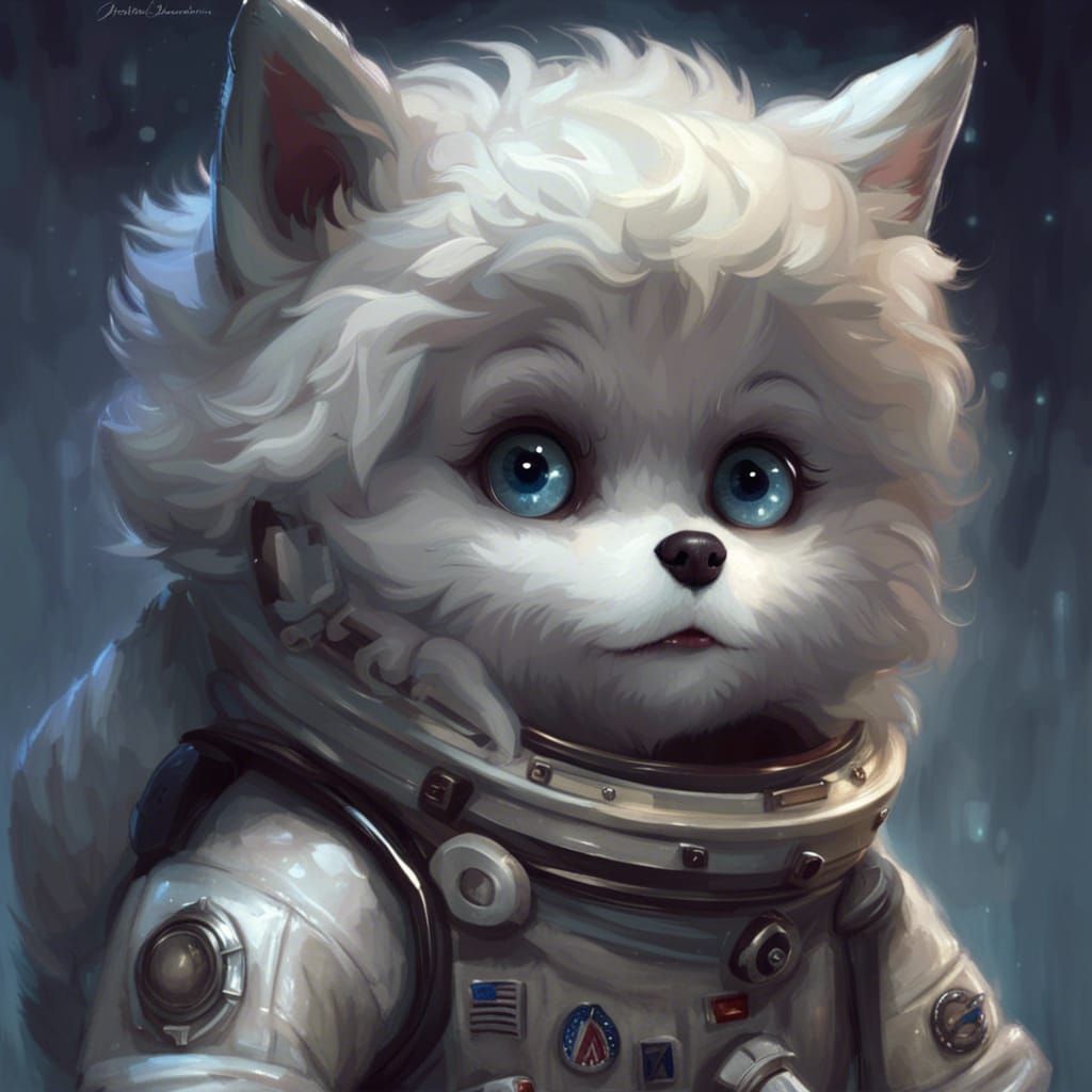 Chibi Wolf Astronaut in Detailed Digital Art