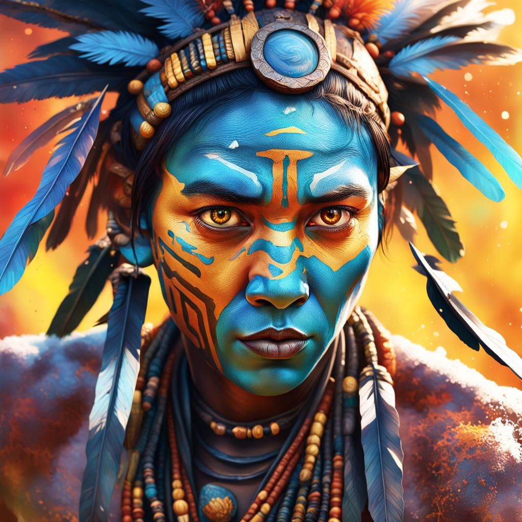 Hyperrealistic Tecno Tribe Portrait in Splash Art Style