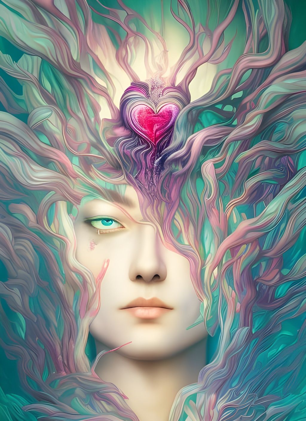 Queen of Frost Heart: Detailed Cel-Shaded Portrait