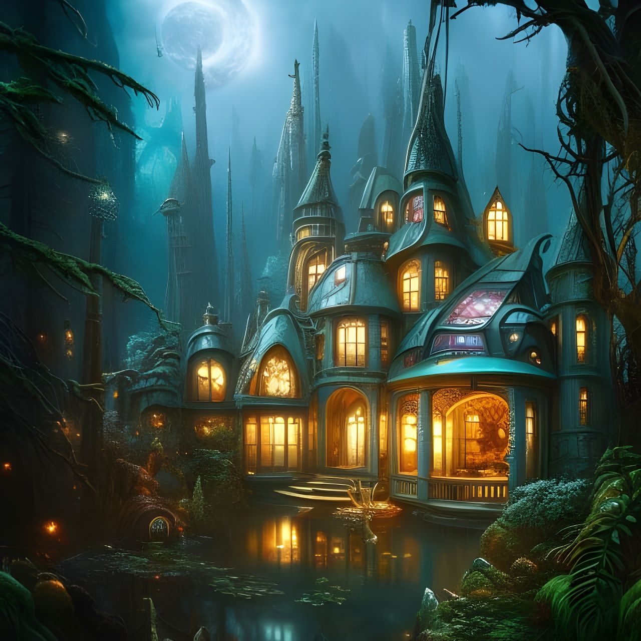 Enchanted Sci-Fi Mushroom House in Giger Style