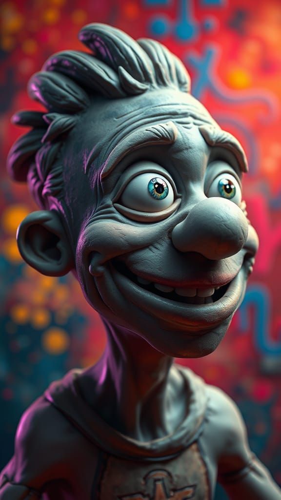 Funny Clay Character in Hyperrealistic Splash Art Style