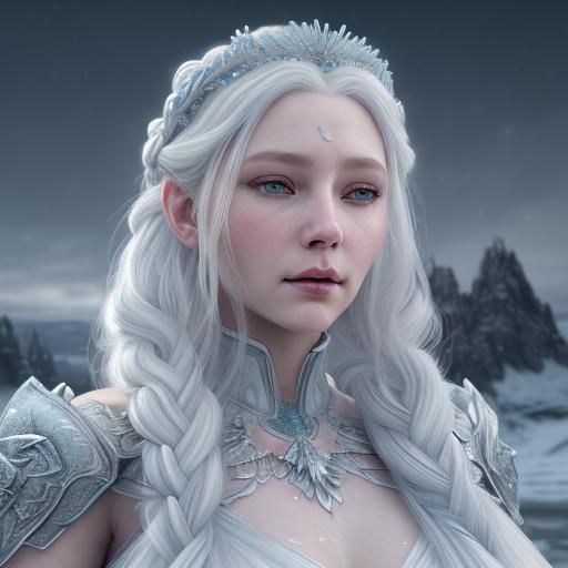 Ice Queen in Snowy Landscape: 8k Digital Art
