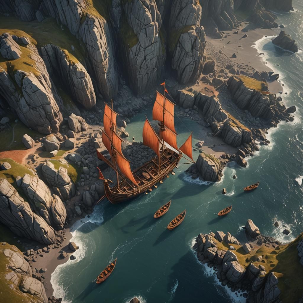 Epic Viking Ships Approaching English Coast