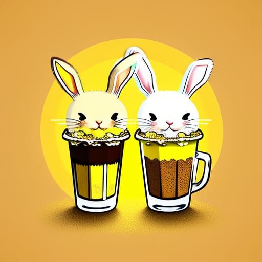 Milkshake Bunnies Concept Art with Radial Gradient