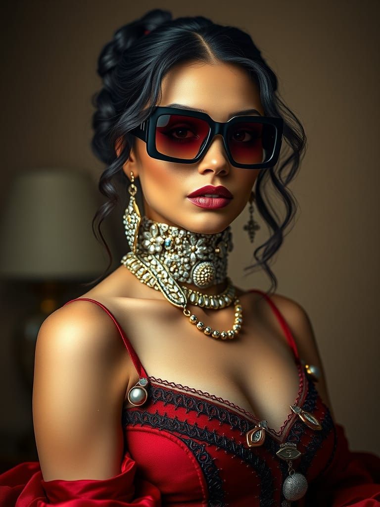 Elegant High-Fashion Portrait in Photorealistic Style
