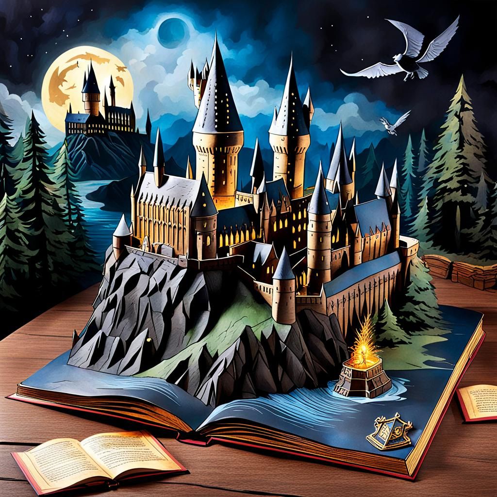 Hogwarts Harry Potter Pop-Up Book Illustration