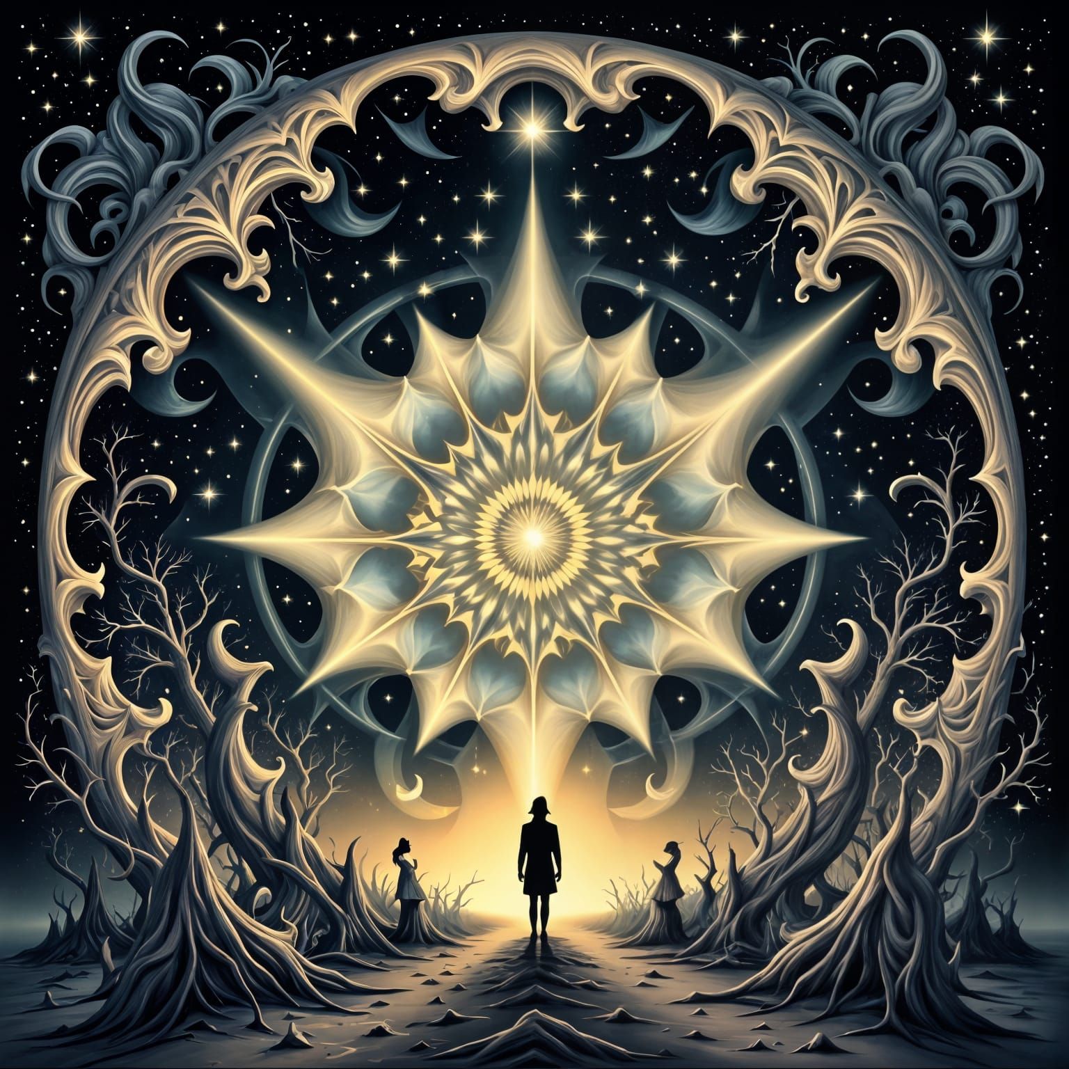 Solitary Figure in Dramatic Chiaroscuro Film Noir Style