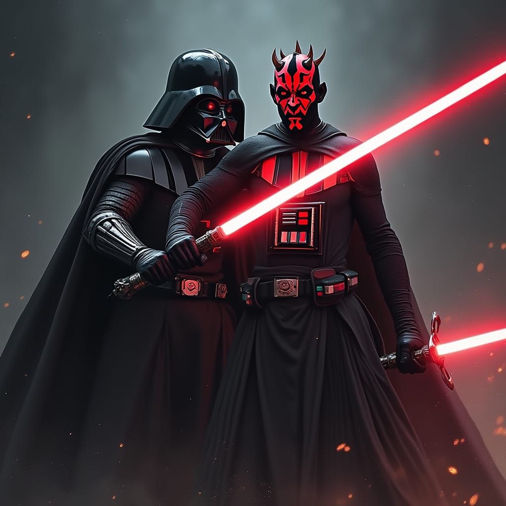 Epic Clash: Darth Maul vs Darth Vader in Space
