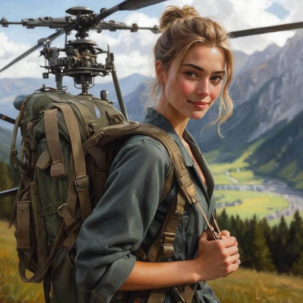 Smiling Aviator in Oil Painting Style