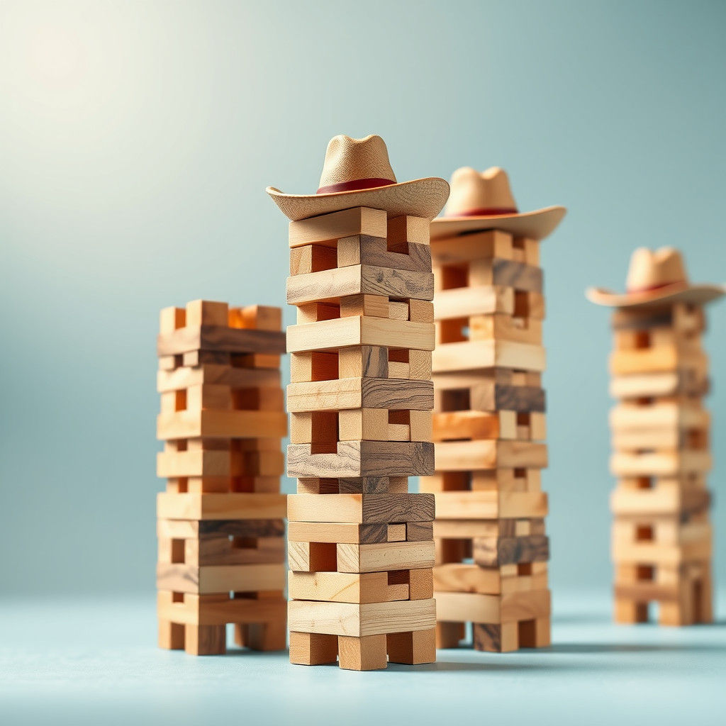 Jenga Towers Wearing Cowboy Hats