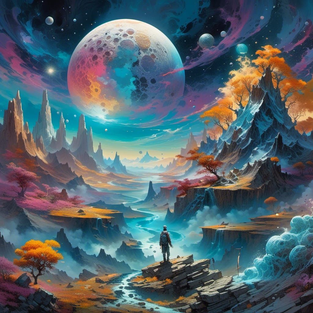 moonscape 8k resolution holographic astral cosmic illustrati...