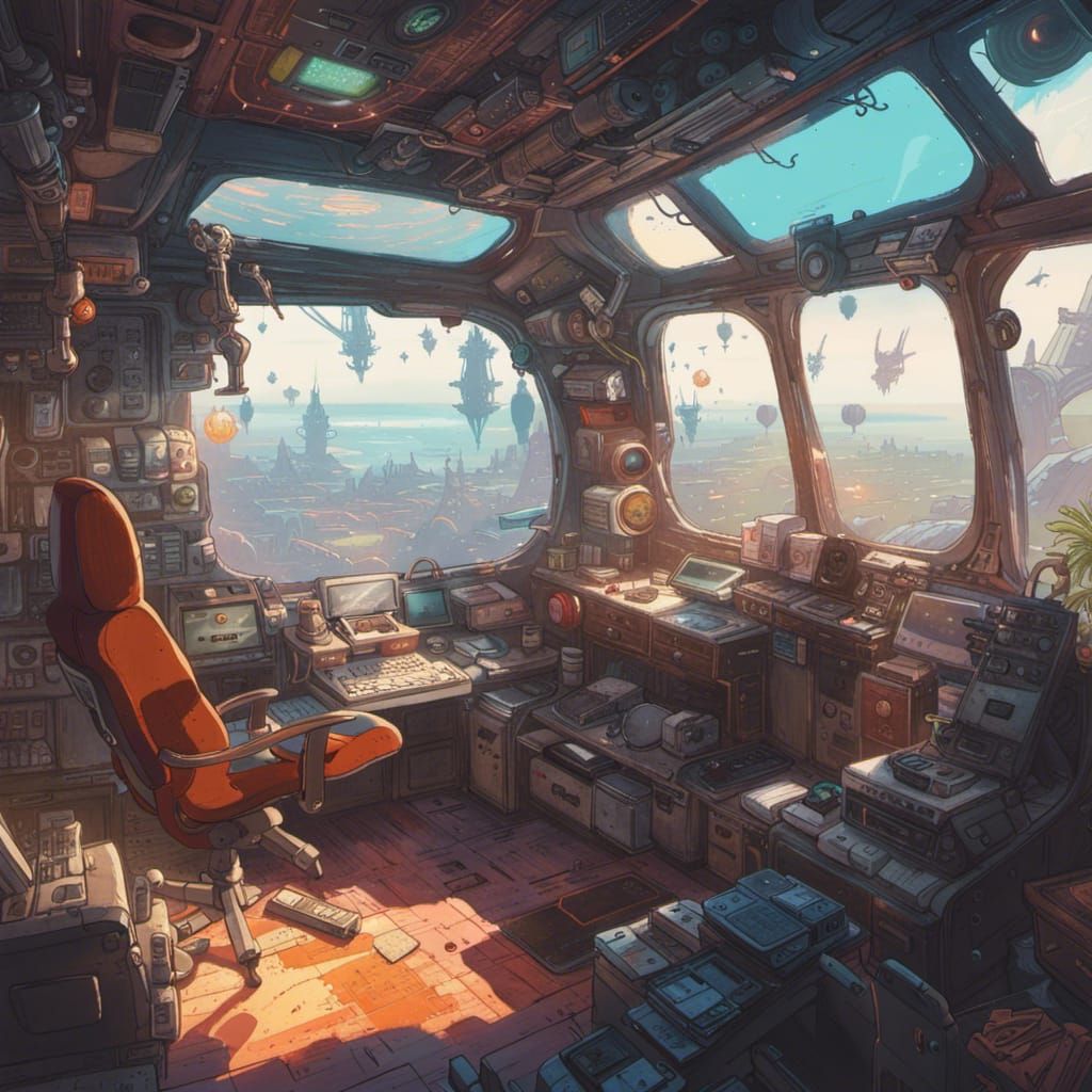 Cozy Spaceship Lounge in Photorealistic Style