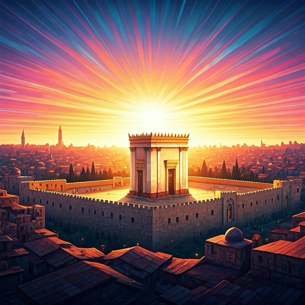 Jerusalem Temple Radiates Divine Light in Digital Art