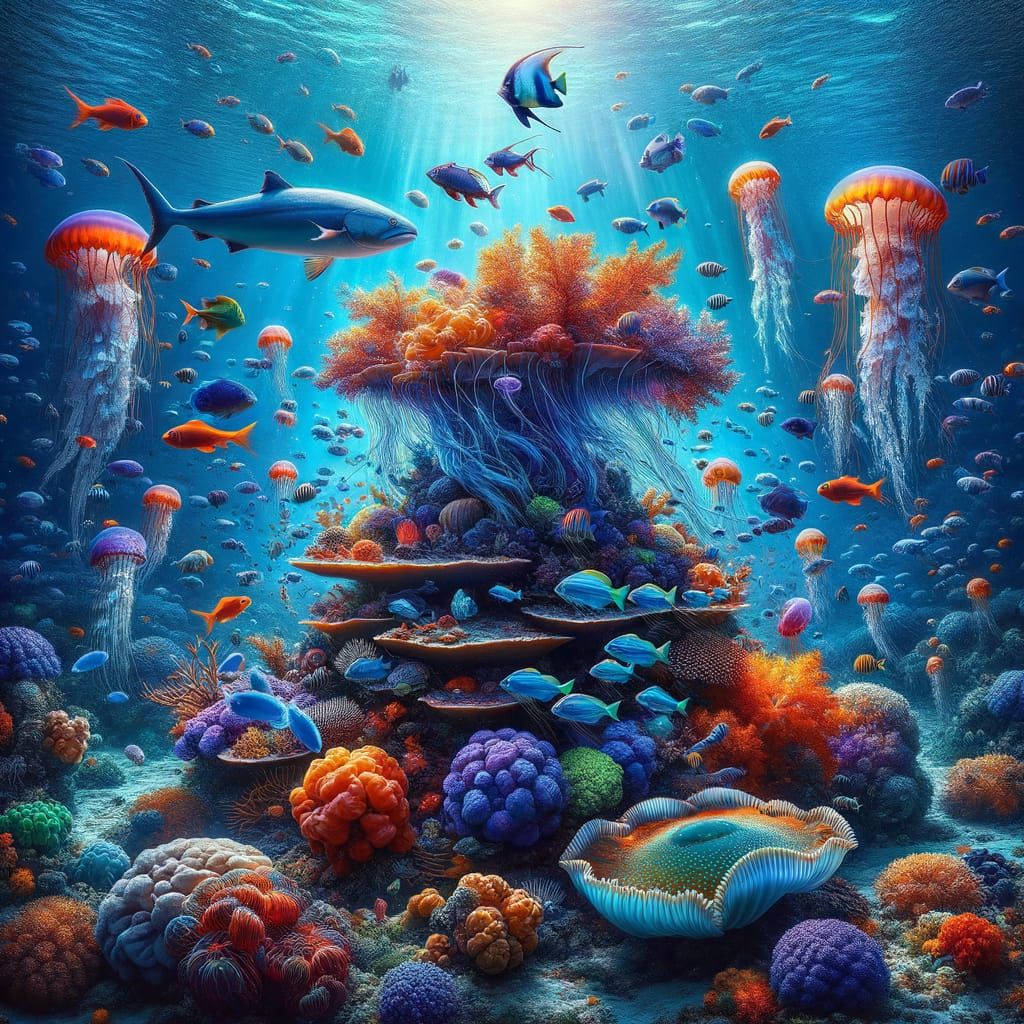 Vibrant Underwater Ecosystem in Colorful Coral Reef