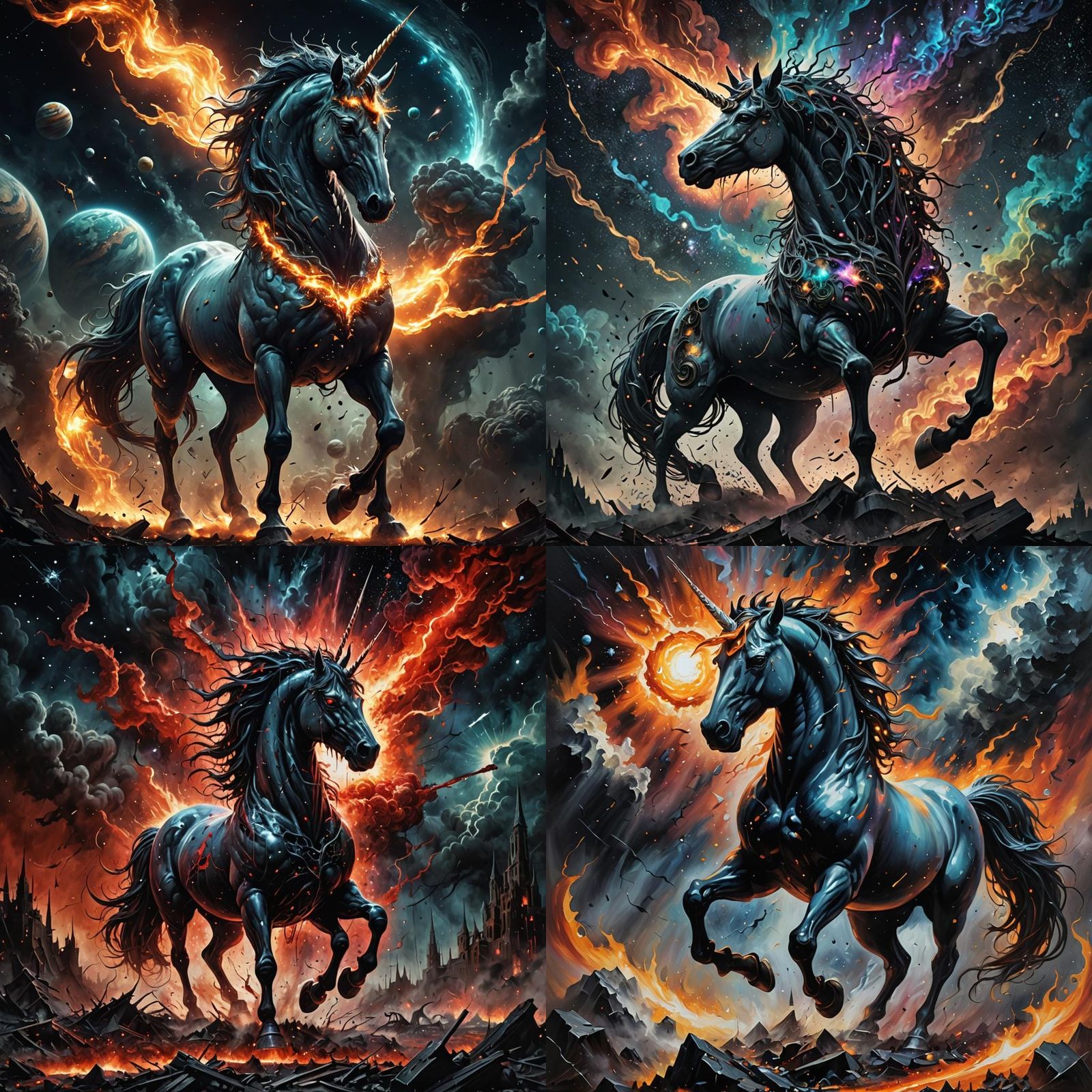 Unicorn of Cosmic Horror: Doré and Rutkowski Style