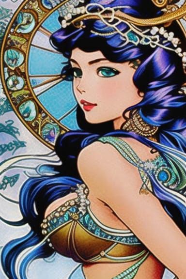 Gorgeous Sea Siren in Art Nouveau Style