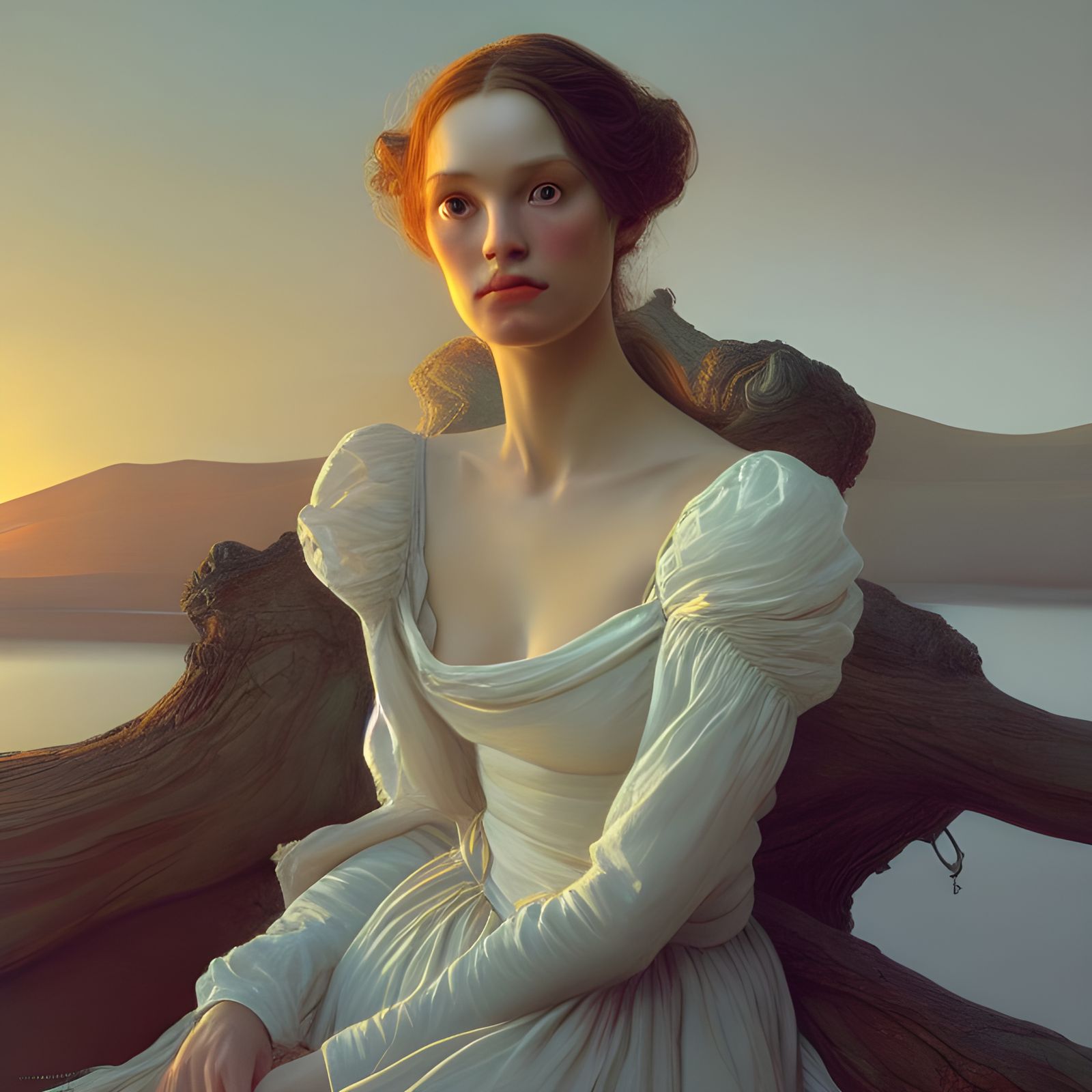 Renaissance Woman Portrait in Romantic Photorealistic Style