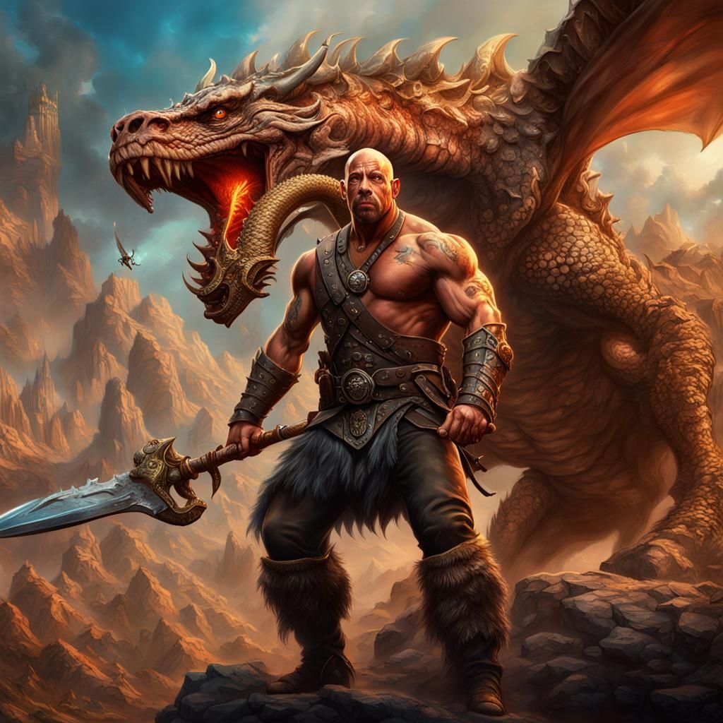 Barbarian Rescues Princess from Dragon: Vallejo Style